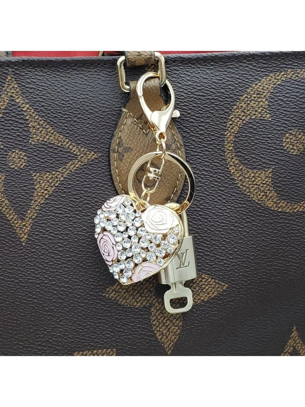 Authentic Louis Vuitton Lock & Key with Unbranded Heart Charm, Keychain